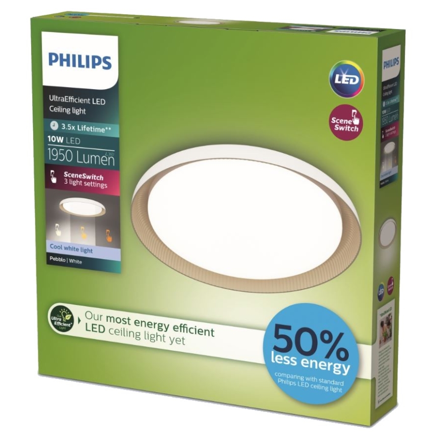 Philips - Plafón LED regulable PEBBLO SCENE SWITCH LED/10W/230V 4000K blanco