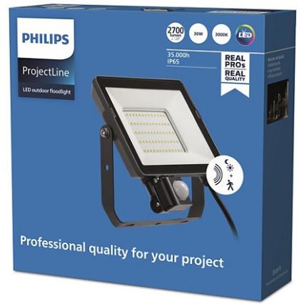 Philips - Proyector LED de exterior con sensor PROJECTLINE LED/30W/230V IP65 3000K