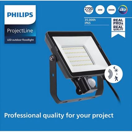 Philips - Proyector LED de exterior con sensor PROJECTLINE LED/30W/230V IP65 3000K