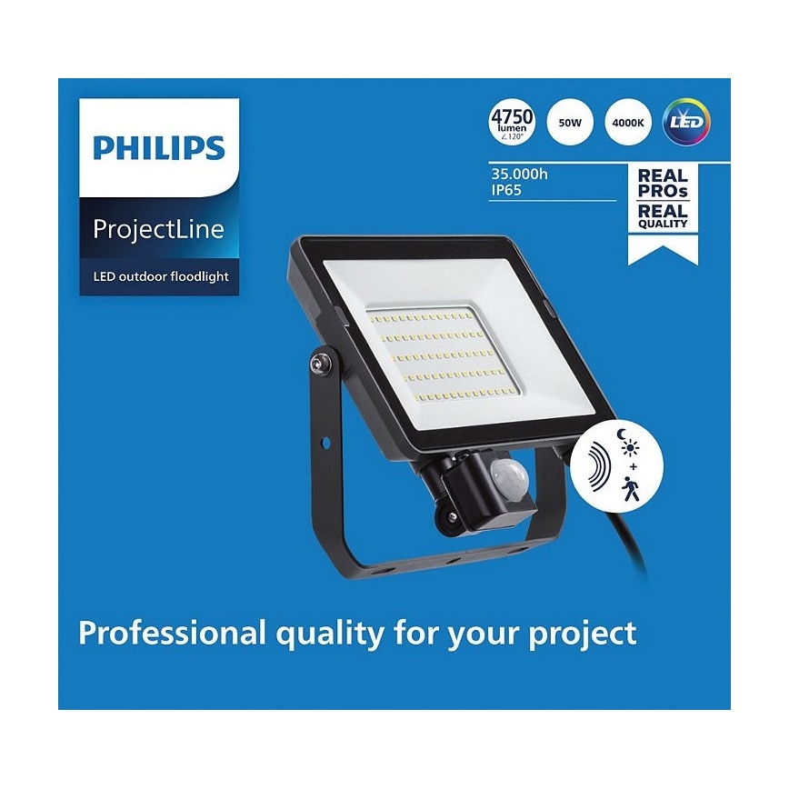 Philips - Proyector LED para exteriores con sensor PROJECTLINE LED/50W/230V IP65 4000K