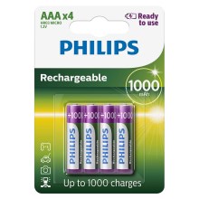 Philips R03B4RTU10/10 - 4 pz. Baterías recargables AAA MULTILIFE NiMH/1,2V/1000 mAh