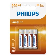 Philips R03L4B/10 - 4 pz. Batería de cloruro de zinc AAA LONGLIFE 1,5V