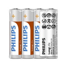 Philips R03L4F/10 - 4 pz. Batería de cloruro de zinc AAA LONGLIFE 1,5V