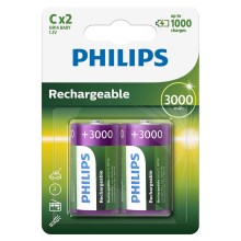 Philips R14B2A300/10 - 2 pz. Baterías recargables C MULTILIFE NiMH/1,2V/3000 mAh