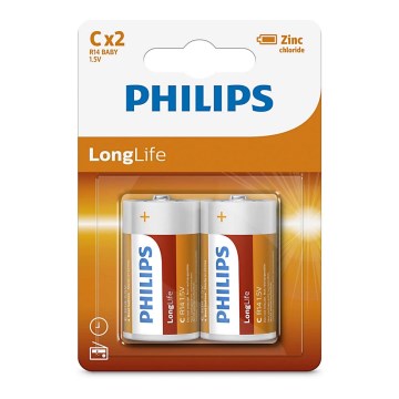 Philips R14L2B/10 - 2 pz. Batería de cloruro de zinc C LONGLIFE 1,5V 2800mAh