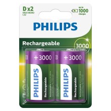 Philips R20B2A300/10 - 2 pz. Baterías recargables D MULTILIFE NiMH/1,2V/3000 mAh