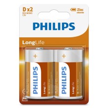 Philips R20L2B/10 - 2 pz. Batería de cloruro de zinc D LONGLIFE 1,5V