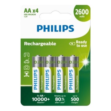 Philips R6B4B260/10 - 4 pz Pilas recargables AA NiMH/1,2V/2600 mAh