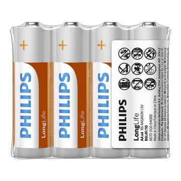 Philips R6L4F/10 - 4 pz. Batería de cloruro de zinc AA LONGLIFE 1,5V 900mAh