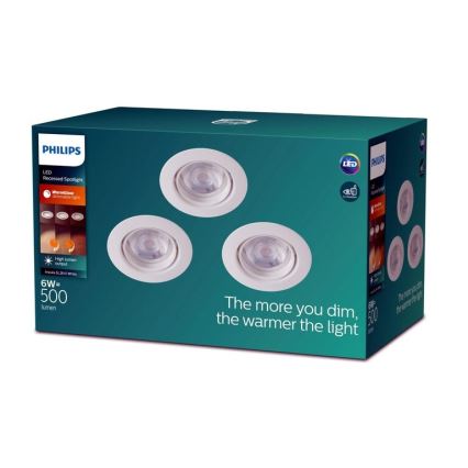 Philips -SADA 3xLED Lámpara de techo regulable IMPALA Warm Glow LED/6W/230V