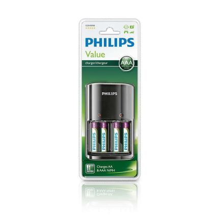 Philips SCB1450NB/12 - Cargador de baterías MULTILIFE 4xAAA 800 mAh 230V