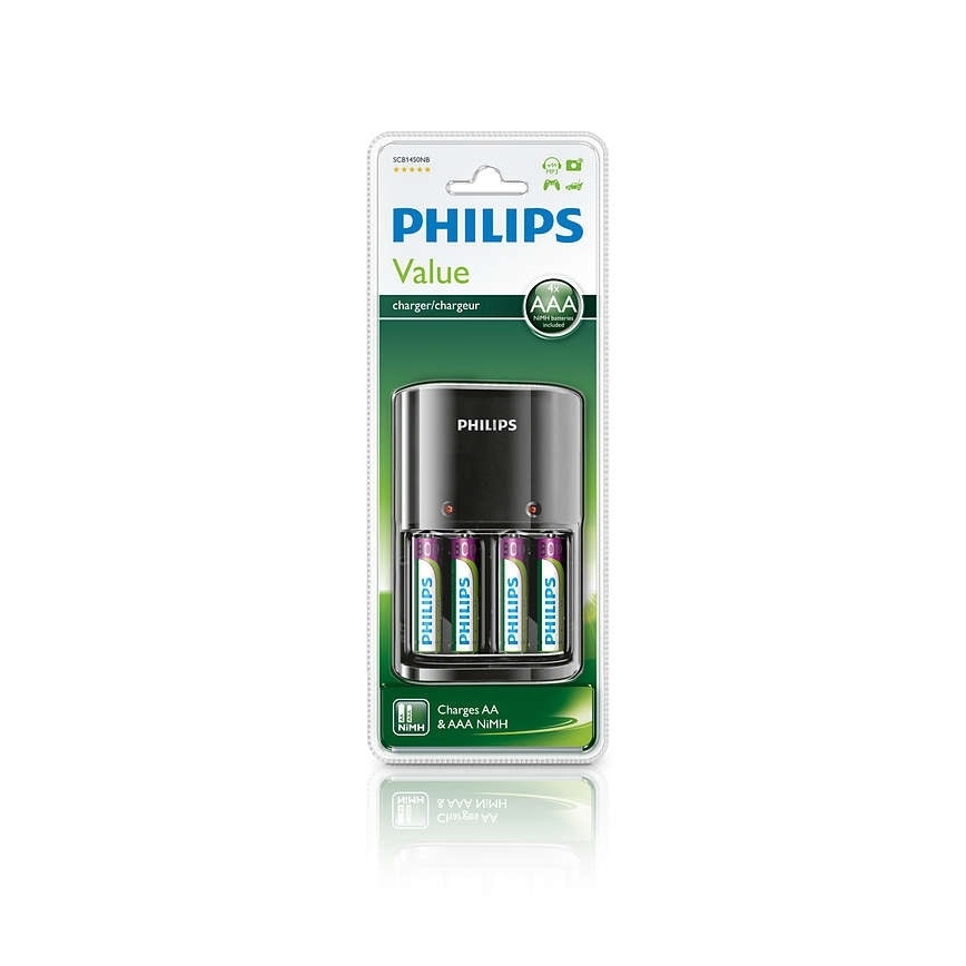 Philips SCB1450NB/12 - Cargador de baterías MULTILIFE 4xAAA 800 mAh 230V