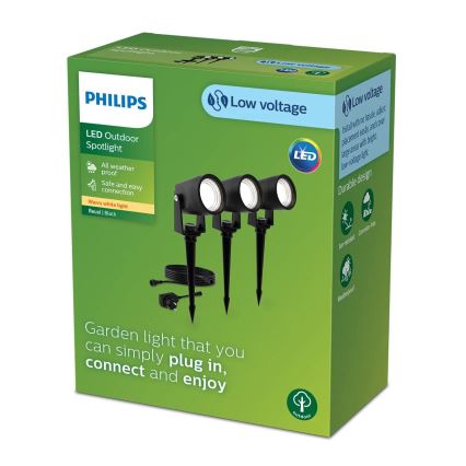 Philips - SET 3x Lámpara de exterior LED GARDENLINK REUEL LED/1,5W/230V 2700K IP44