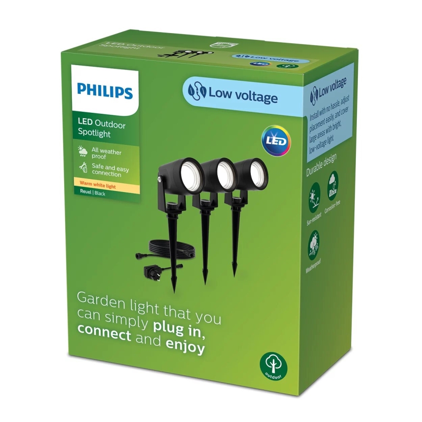 Philips - SET 3x Lámpara de exterior LED GARDENLINK REUEL LED/1,5W/230V 2700K IP44