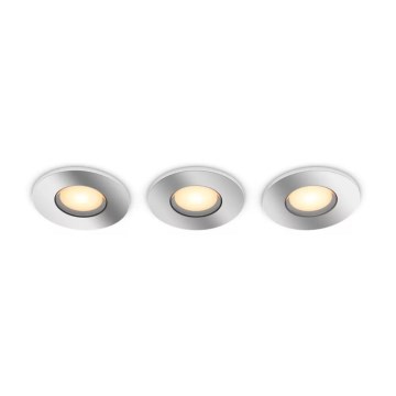 Philips - SET 3x Lámpara empotrable de baño LED regulable Hue ADORE BATHROOM 1xGU10/4,2W/230V 2200-6500K IP44