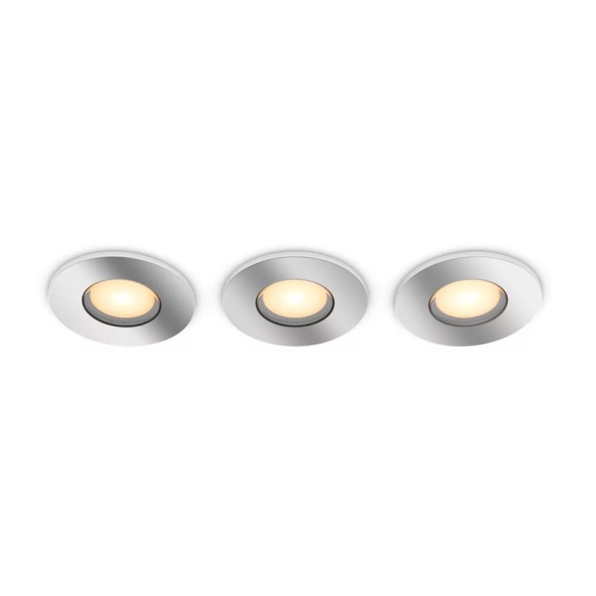 Philips - SET 3x Lámpara empotrable de baño LED regulable Hue ADORE BATHROOM 1xGU10/4,2W/230V 2200-6500K IP44
