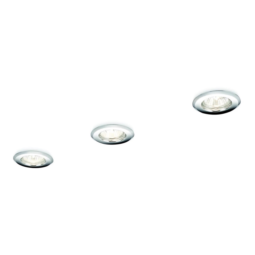 Philips - SET 3x Lámpara empotrada 1xGU10/50W/230V cromo mate