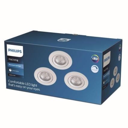 Philips - SET 3x LED Lámpara empotrable regulable LED/5W/230V 2700K