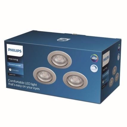 Philips - SET 3x LED Lámpara empotrable regulable LED/5W/230V 2700K