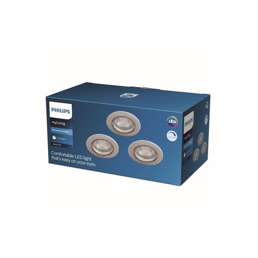 Philips - SET 3x LED Lámpara empotrable regulable LED/5W/230V 2700K