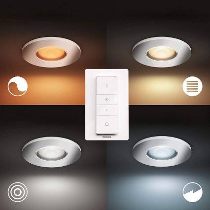 Philips - SET 3x LED Lámpara regulable para el baño Hue ADORE 1xGU10/5W/230V IP44 + control remoto