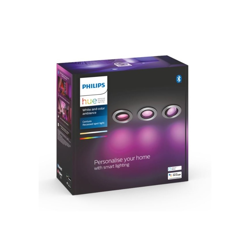 Philips - SET 3x LED RGB Plafón regulable Hue CENTURA 1xGU10/5,7W/230V 2000-6500K