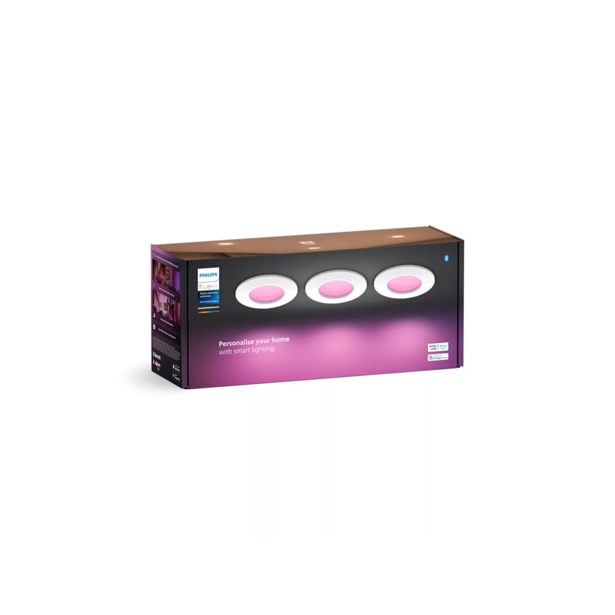 Philips - SET 3x LED RGBW Lámpara empotrable regulable para el baño Hue SLIM LED/8,3W/230V IP44 2000-6500K