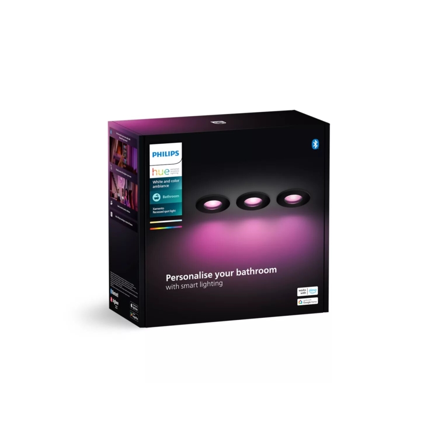 Philips - SET 3x LED RGBW Lámpara empotrable regulable para el baño Hue XAMENTO 1xGU10/4,2W/230V 2000-6500K IP44