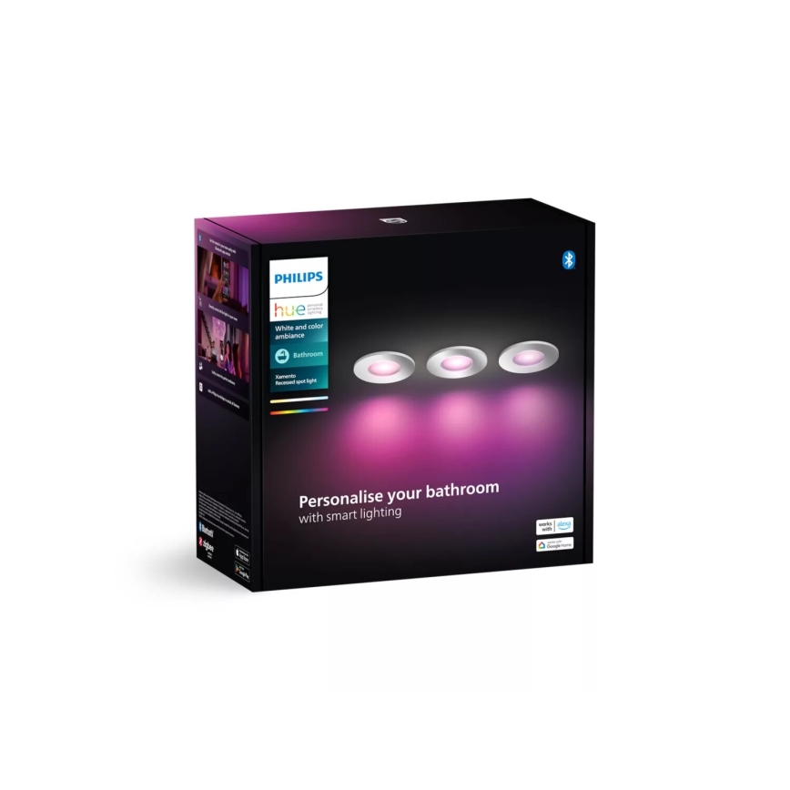 Philips - SET 3x LED RGBW Lámpara empotrable regulable para el baño Hue XAMENTO 1xGU10/4,2W/230V IP44 2000-6500K