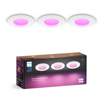 Philips - SET 3x LED RGBW Lámpara empotrable regulable para el baño Hue SLIM LED/8,3W/230V IP44 2000-6500K