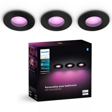 Philips - SET 3x LED RGBW Lámpara empotrable regulable para el baño Hue XAMENTO 1xGU10/4,2W/230V 2000-6500K IP44