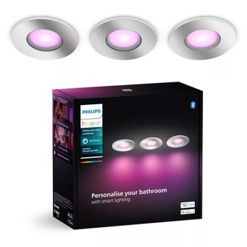 Philips - SET 3x LED RGBW Lámpara empotrable regulable para el baño Hue XAMENTO 1xGU10/4,2W/230V IP44 2000-6500K