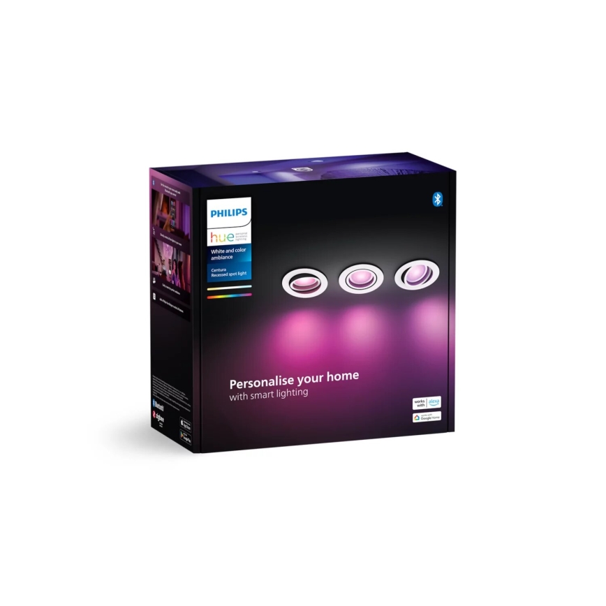 Philips - SET 3xLED RGBW Lámpara empotrable regulable Hue CENTURA 1xGU10/4,2W/230V 2000-6500K