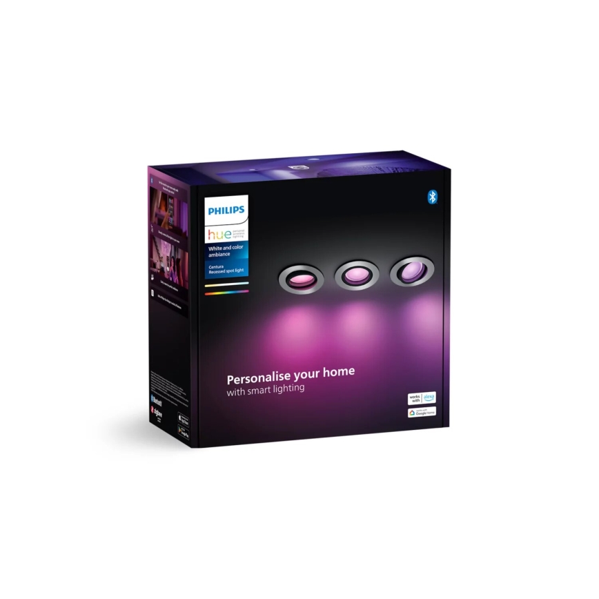 Philips - SET 3xLED RGBW Lámpara empotrable regulable Hue CENTURA 1xGU10/4,2W/230V 2000-6500K