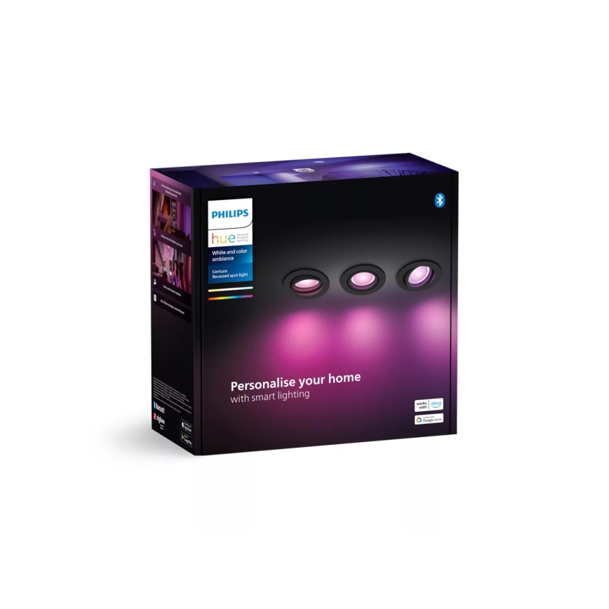 Philips - SET 3xLED RGBW Lámpara empotrable regulable Hue CENTURA 1xGU10/4,2W/230V 2000-6500K