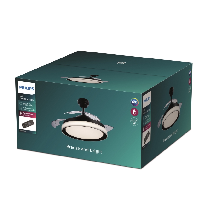 Philips - Ventilador de techo LED LED/35W/230V 5500/4000/3000K negro + mando a distancia