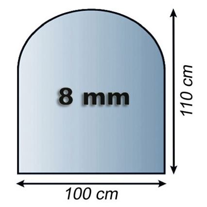 Placa de vidrio para chimenea 1100x1000x8 mm semiarco