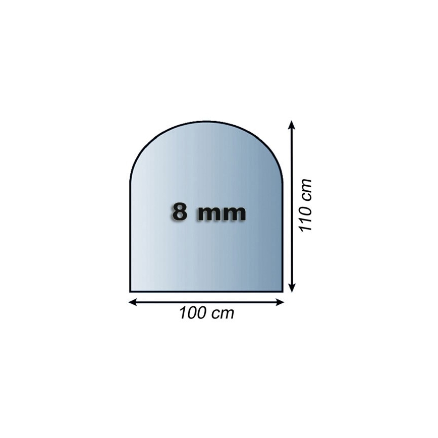 Placa de vidrio para chimenea 1100x1000x8 mm semiarco