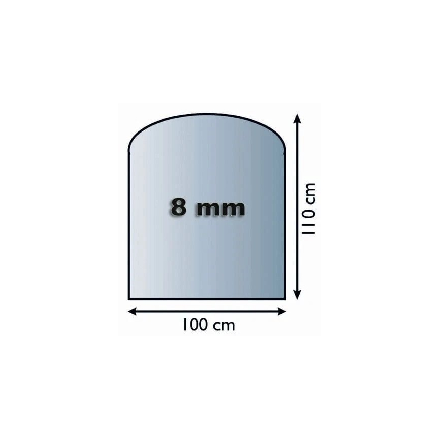 Placa de vidrio para chimenea 1100x1000x8 mm semiarco
