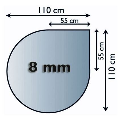 Placa de vidrio para chimenea 1100x1100x8 mm lágrima