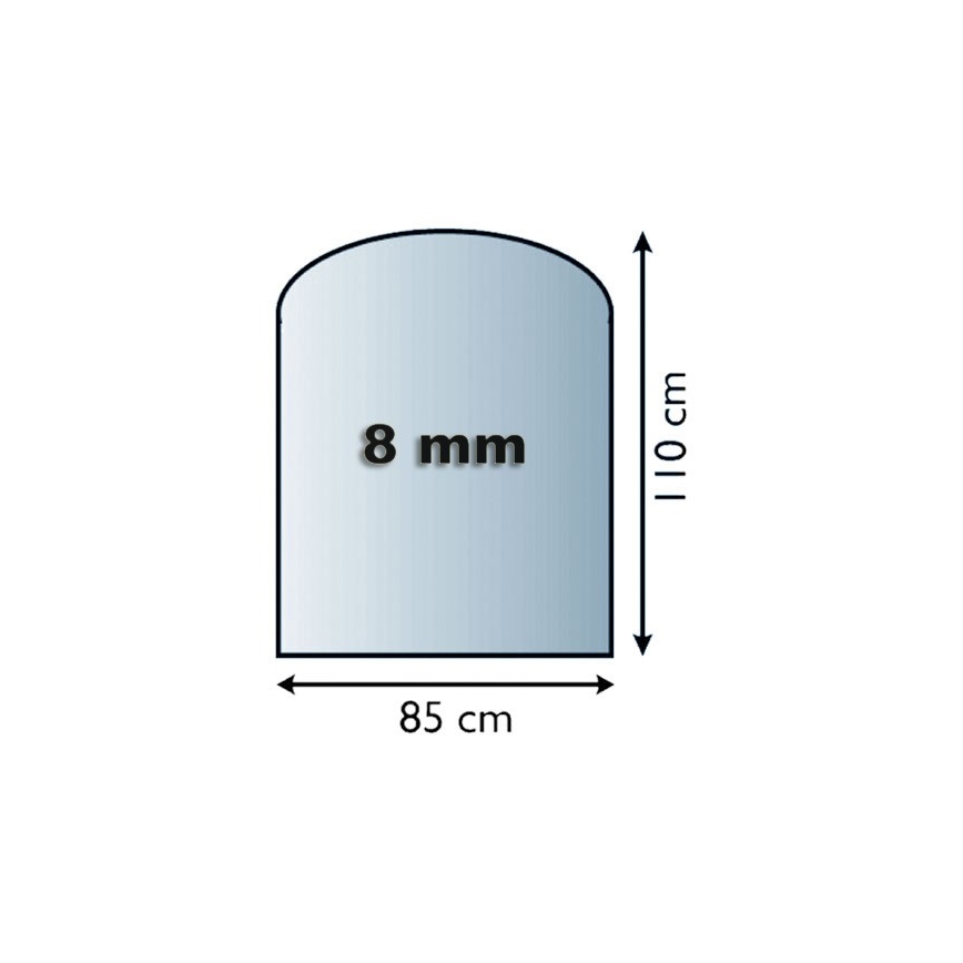 Placa de vidrio para chimenea 1100x850x8 mm semiarco
