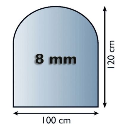 Placa de vidrio para chimenea 1200x1000x8 mm semiarco