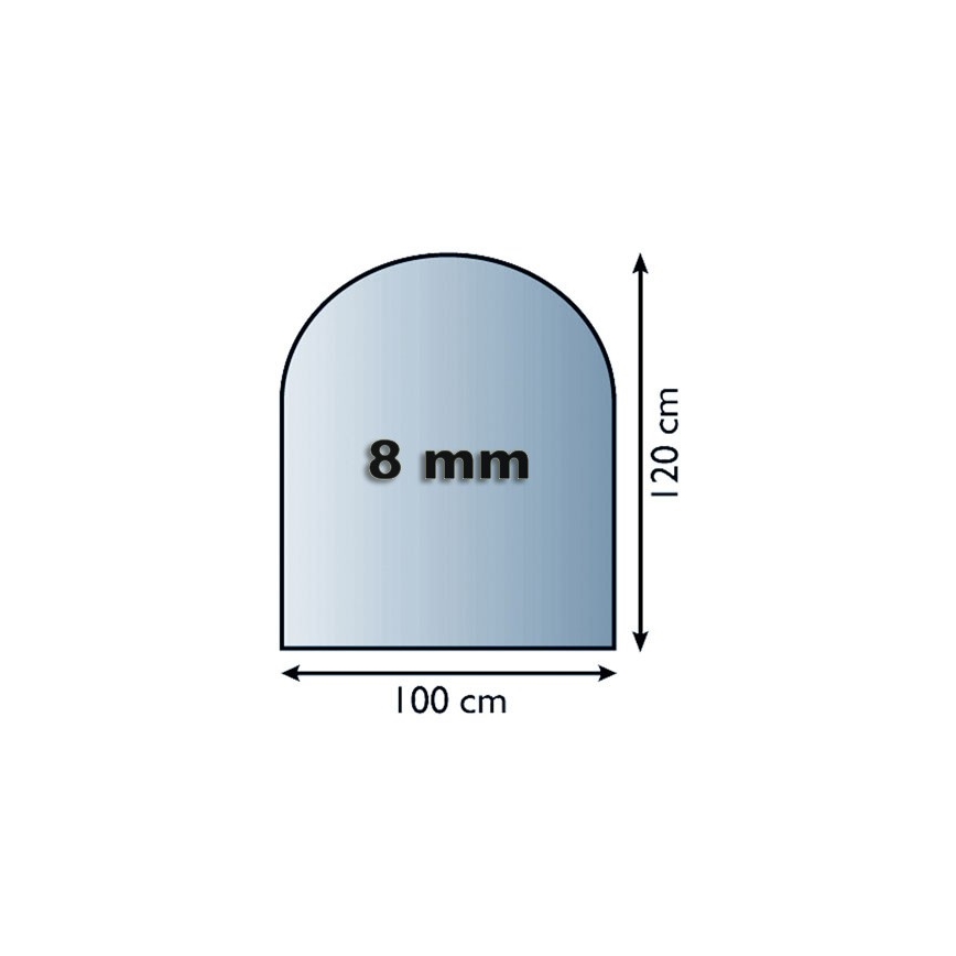 Placa de vidrio para chimenea 1200x1000x8 mm semiarco