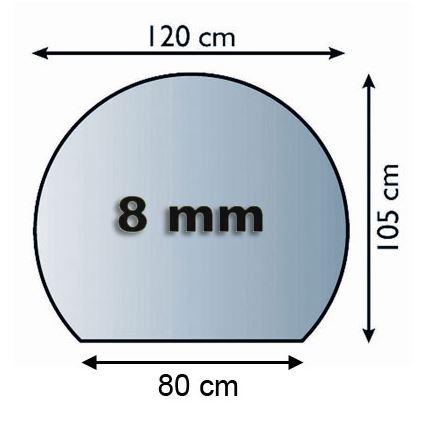 Placa de vidrio para chimenea 1200x1050x8 mm semicircular