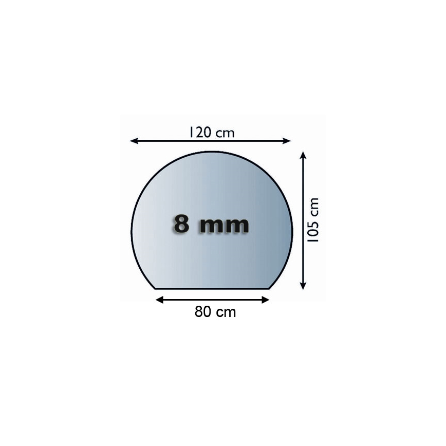 Placa de vidrio para chimenea 1200x1050x8 mm semicircular