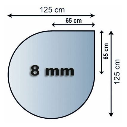 Placa de vidrio para chimenea 1250x1250x8 mm lágrima