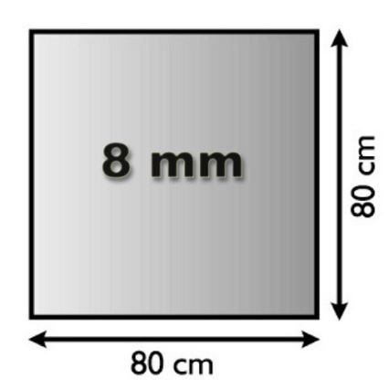 Placa de vidrio para chimenea 800x800x8 mm cuadrado