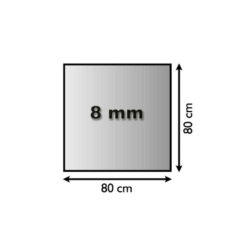 Placa de vidrio para chimenea 800x800x8 mm cuadrado