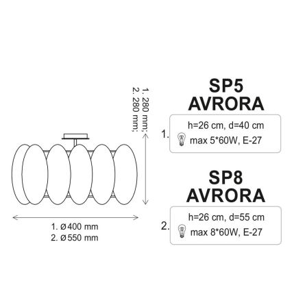 Plafón AURORA 5xE27/60W/230V