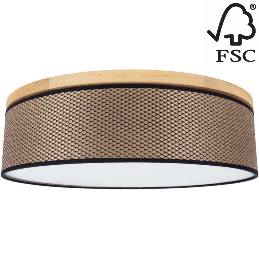 Plafón BENITA 4xE27/25W/230V diá. 58 cm marrón/roble – FSC Certificado